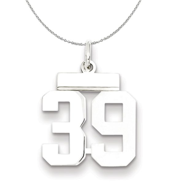 Silver, Athletic Collection, Small Polished Number 39 Necklace