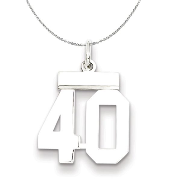 Silver, Athletic Collection, Small Polished Number 40 Necklace