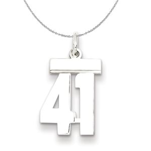 Silver, Athletic Collection, Small Polished Number 41 Necklace