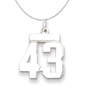 Silver, Athletic Collection, Small Polished Number 43 Necklace