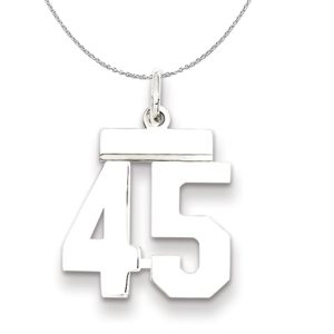 Silver, Athletic Collection, Small Polished Number 45 Necklace