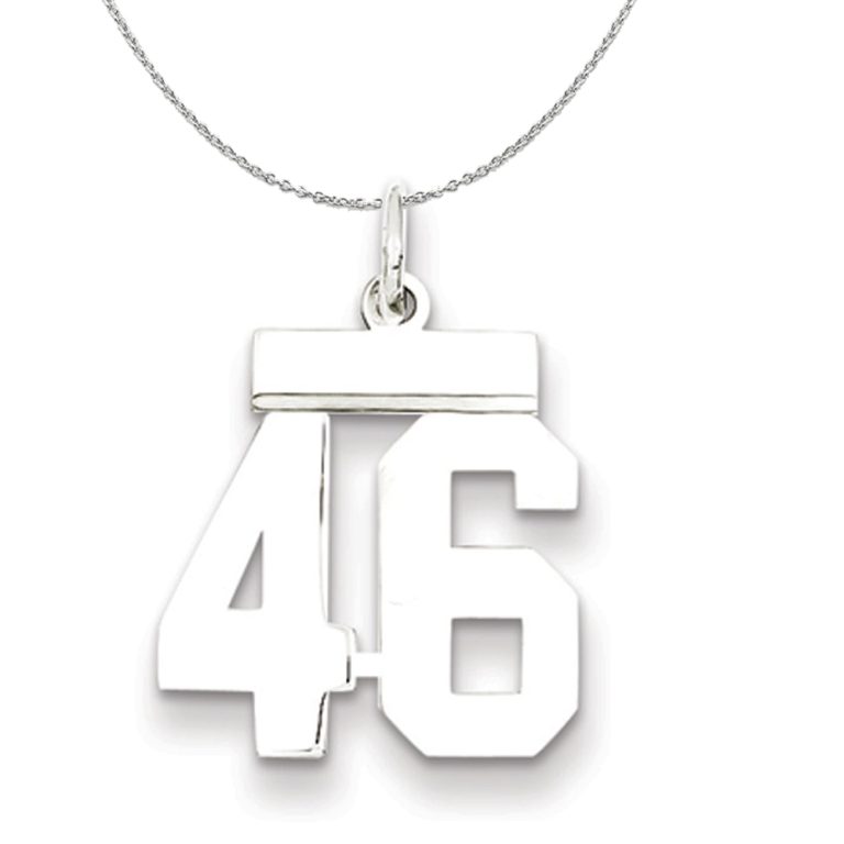 Silver, Athletic Collection, Small Polished Number 46 Necklace