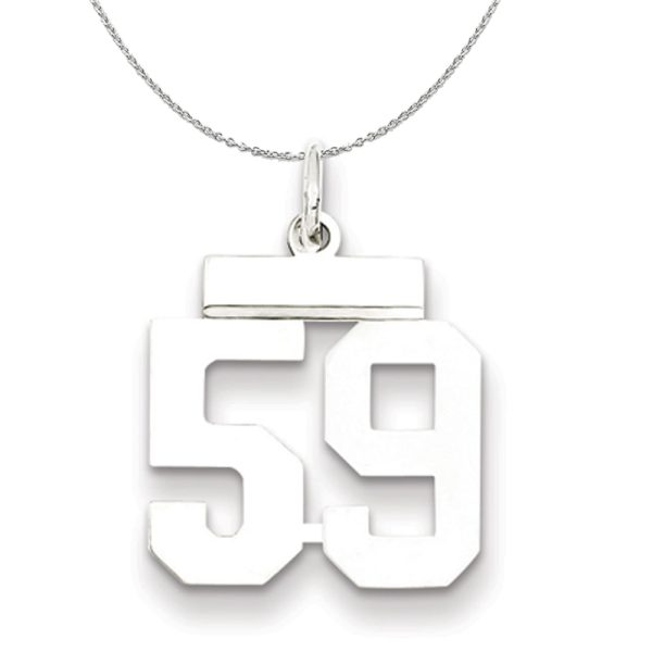 Silver, Athletic Collection, Small Polished Number 59 Necklace