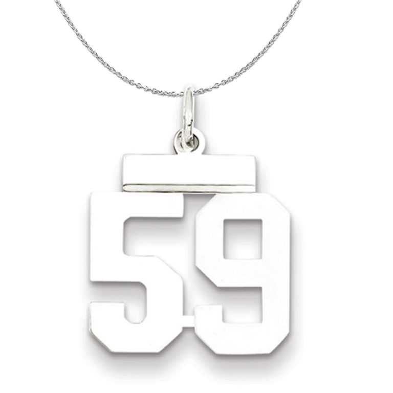 Silver, Athletic Collection, Small Polished Number 59 Necklace