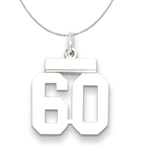 Silver, Athletic Collection, Small Polished Number 60 Necklace