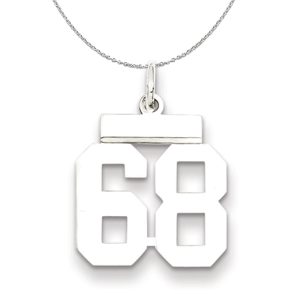 Silver, Athletic Collection, Small Polished Number 68 Necklace