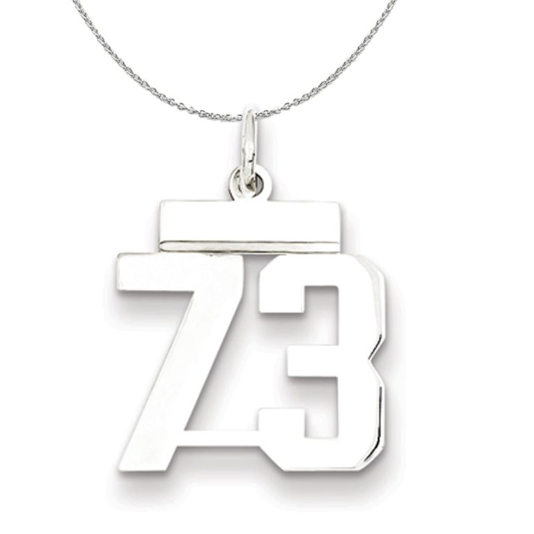 Silver, Athletic Collection, Small Polished Number 73 Necklace