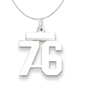 Silver, Athletic Collection, Small Polished Number 76 Necklace