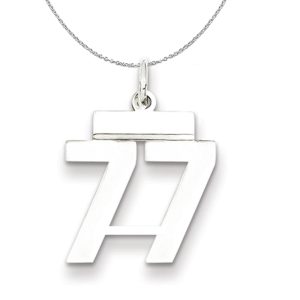 Silver, Athletic Collection, Small Polished Number 77 Necklace