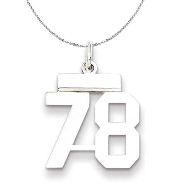 Silver, Athletic Collection, Small Polished Number 78 Necklace