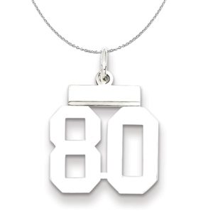 Silver, Athletic Collection, Small Polished Number 80 Necklace