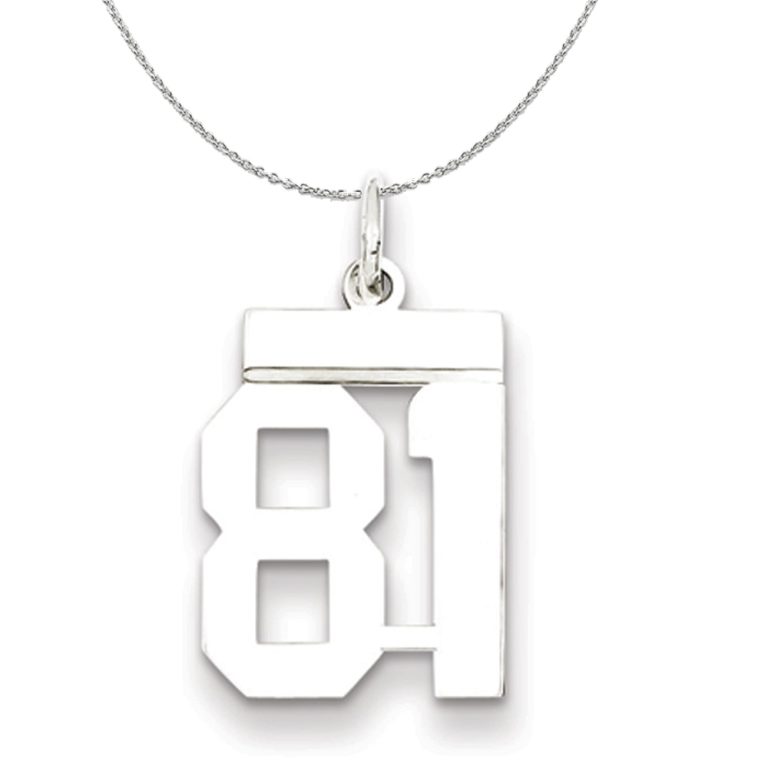 Silver, Athletic Collection, Small Polished Number 81 Necklace