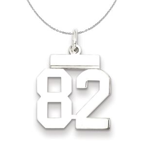 Silver, Athletic Collection, Small Polished Number 82 Necklace