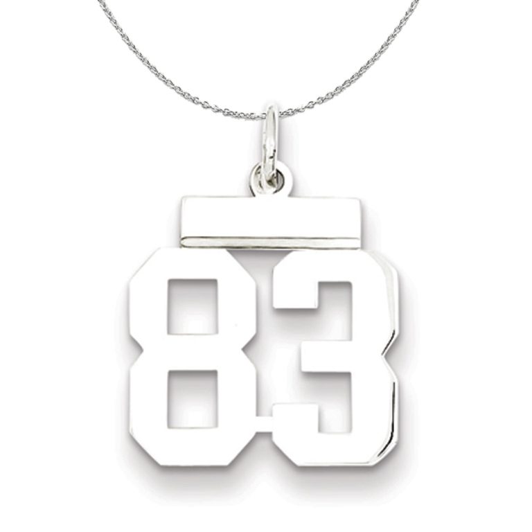 Silver, Athletic Collection, Small Polished Number 83 Necklace