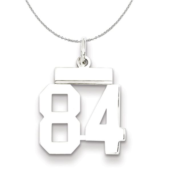 Silver, Athletic Collection, Small Polished Number 84 Necklace