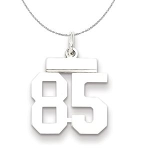 Silver, Athletic Collection, Small Polished Number 85 Necklace