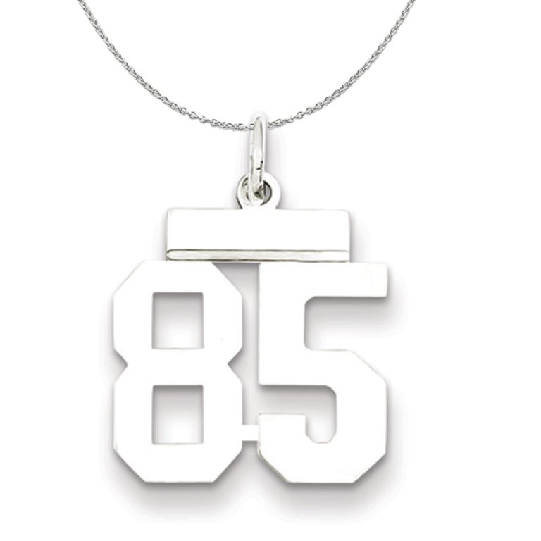 Silver, Athletic Collection, Small Polished Number 85 Necklace