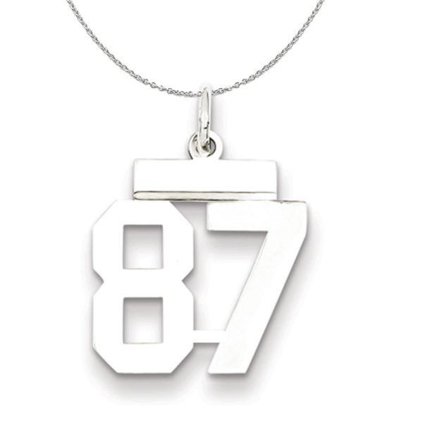 Silver, Athletic Collection, Small Polished Number 87 Necklace