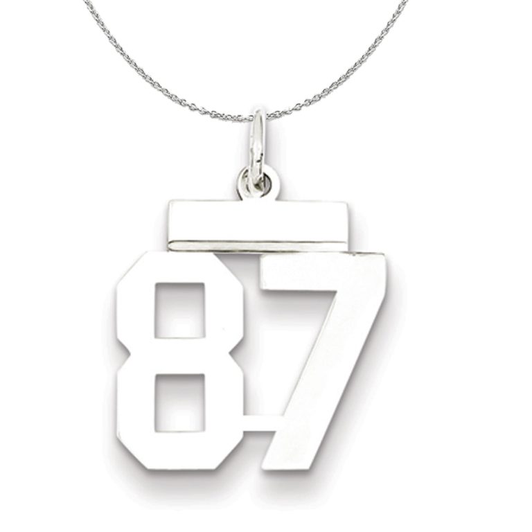 Silver, Athletic Collection, Small Polished Number 87 Necklace