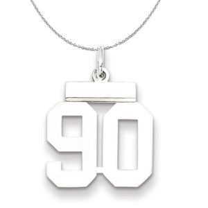 Silver, Athletic Collection, Small Polished Number 90 Necklace