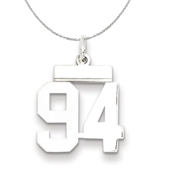 Silver, Athletic Collection, Small Polished Number 94 Necklace