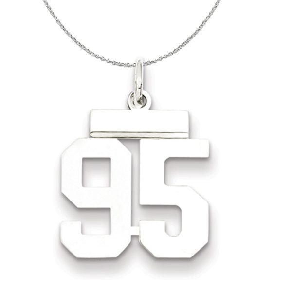 Silver, Athletic Collection, Small Polished Number 95 Necklace