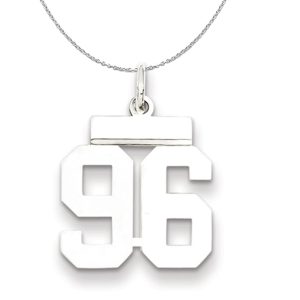 Silver, Athletic Collection, Small Polished Number 96 Necklace