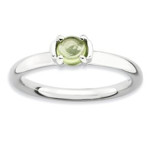 Silver Stackable 1/2 Carat Peridot Cabochon Ring, Size 5