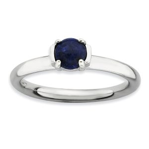 Silver Stackable Blue Lapis Ring, size 8