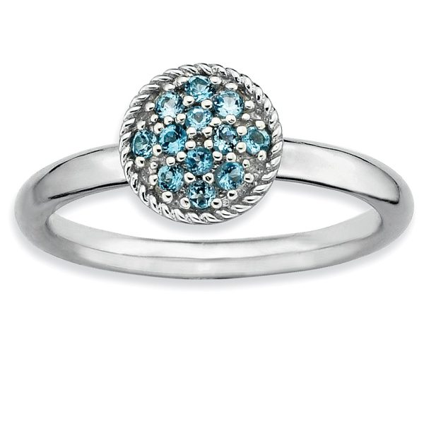 Silver Stackable Round 1/5 Cttw Blue Topaz Ring, Size 8