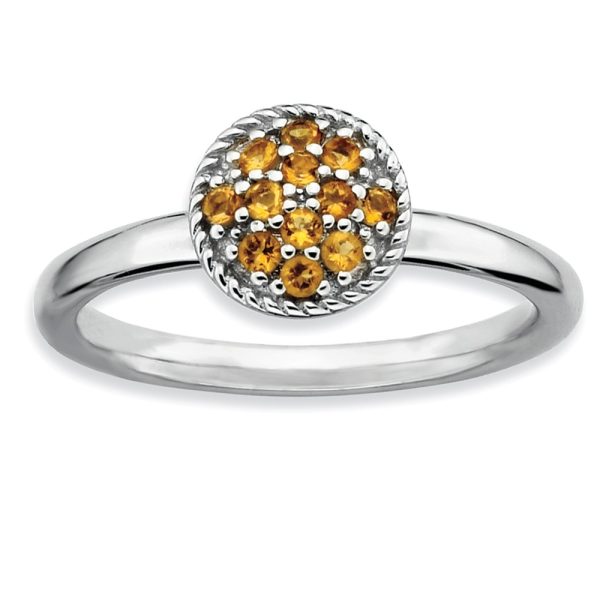 Silver Stackable Round 1/5 Cttw Citrine Ring, Size 5