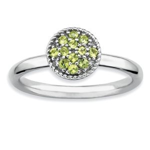 Silver Stackable Round 1/5 Cttw Peridot Ring, Size 5