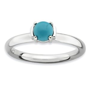 Silver Stackable Turquoise Ring, size 5