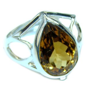 Smoky Topaz .925 Sterling Silver Ring size 8 adjustable