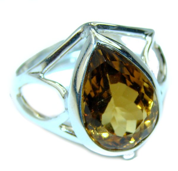 Smoky Topaz .925 Sterling Silver Ring size 8 adjustable