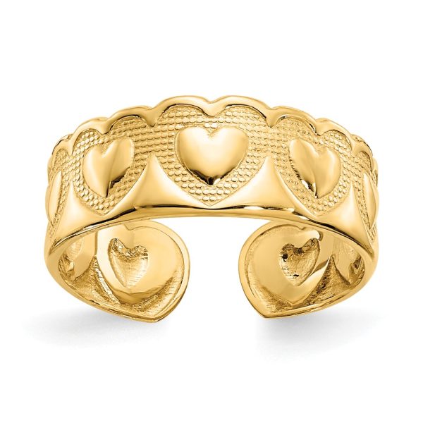 Solid Heart Toe Ring in 14K Yellow Gold