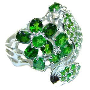 Special Chrome Diopside .925 Sterling Silver handmade ring s. 8