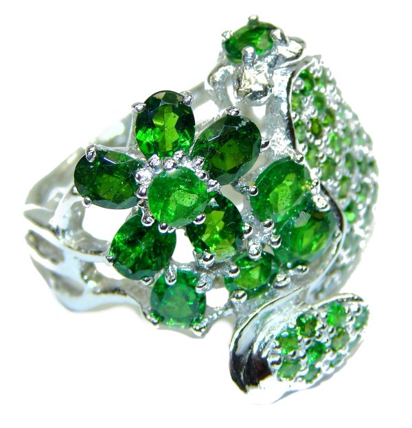 Special Chrome Diopside .925 Sterling Silver handmade ring s. 8