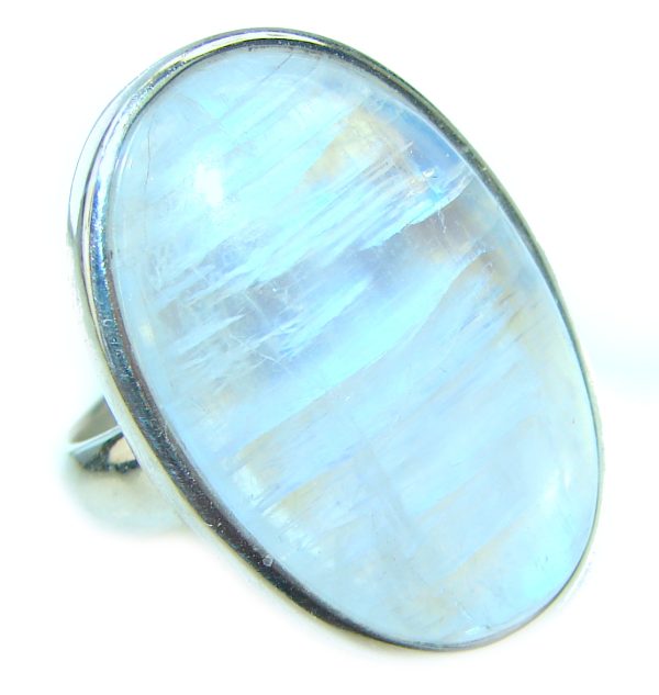 Special Fire Moonstone .925 Sterling Silver handmade ring s. 7 3/4