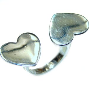 Spectacular 2 Hearts .925 Sterling Silver handmade ring size 5