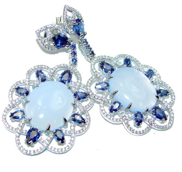 Spectacular Aquamarine London Blue Topaz .925 Sterling Silver handmade earrings