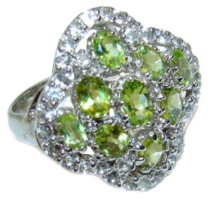 Spectacular Authentic Peridot .925 Sterling Silver handmade ring size 8 1/4