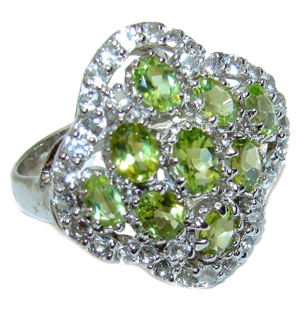 Spectacular Authentic Peridot .925 Sterling Silver handmade ring size 8 1/4