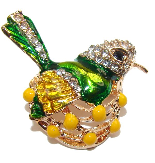 Spectacular Colorful Bird Crystal Pendant Brooch