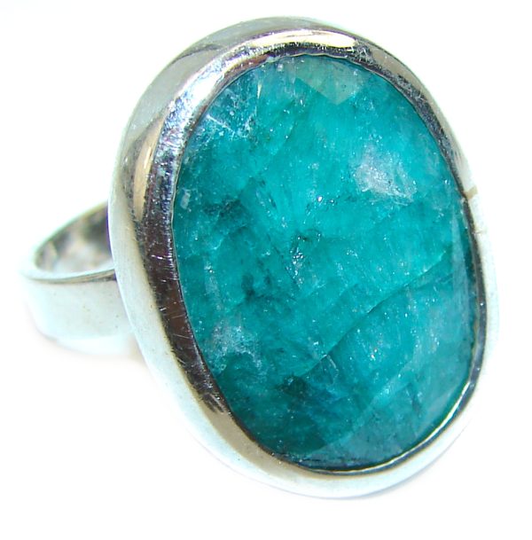 Spectacular Emerald .925 Sterling Silver handmade ring s. 6 1/4