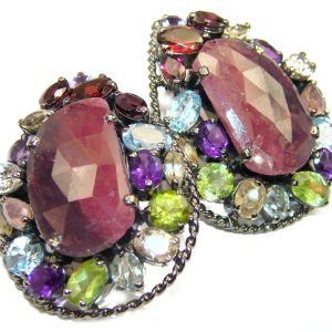 Spectacular Ruby black rhodium over .925 Sterling Silver handmade earrings