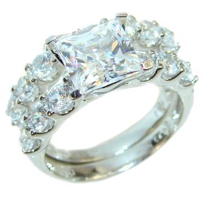 Spectacular White Topaz .925 Sterling Silver stack up ring; s. 7