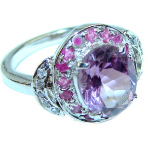 Spectacular genuine Amethyst .925 Sterling Silver Handcrafted Ring size 7 1/4