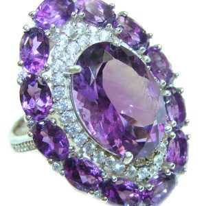 Spectacular genuine Amethyst .925 Sterling Silver Handcrafted Ring size 7 1/4