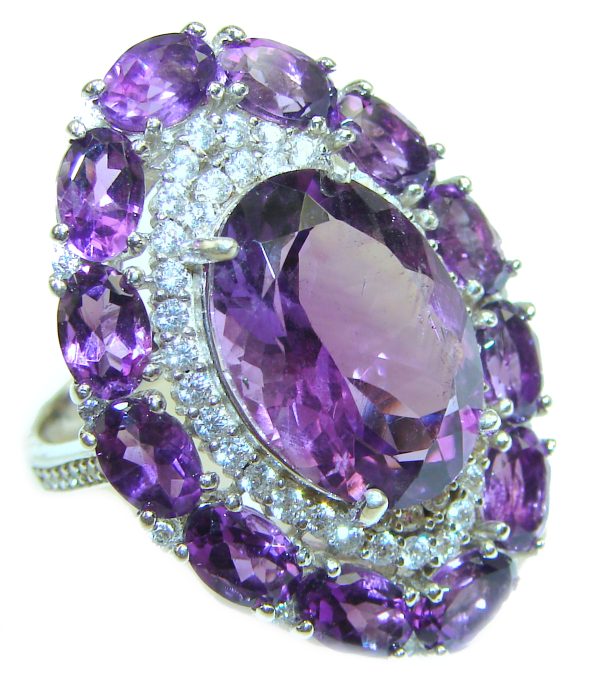 Spectacular genuine Amethyst .925 Sterling Silver Handcrafted Ring size 7 1/4